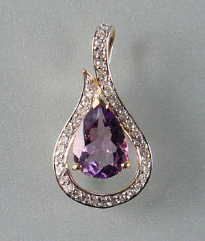Ametyst- og diamantvedhæng