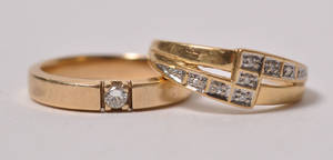 Solitairering med brillant, samt brillantring 2