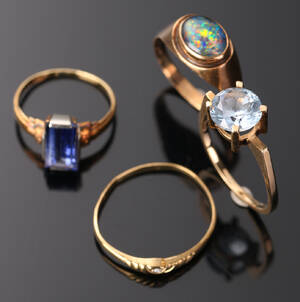 Samling guldringe af 148 kt guld. 4