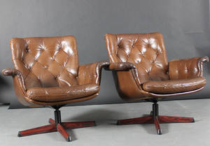 Snurrfåtöljer, ett par.  Göte Möbler, Nässjö 2