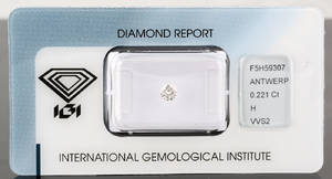 Loose brilliant-cut Diamond 0.22ct. With IGI certificate.