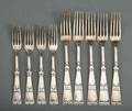 Samling funkis gafler af sølv. 9