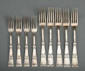 Samling funkis gafler af sølv. 9