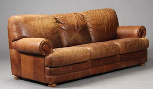 Møbelproducent. Tre-pers sofa., patineret læder