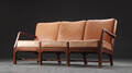 Tre-pers. sofa, bøg og læder, omkring 1970