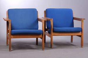 Børge Mogensen. Par lænestole af eg, model 227. 2 
