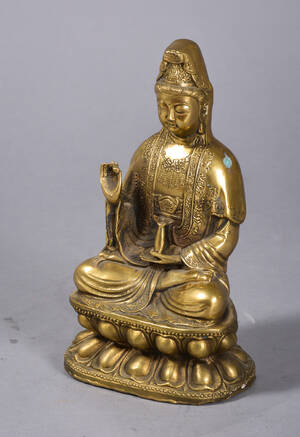 Kinesisk Buddha af messing, 20. årh. 
