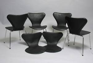 MERTZ-Design. Læderovertræk til Arne Jacobsen 7er stole. Sæt på seks. 6