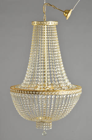 Sækkeformet prismelysekrone, 1900-tallets 2. halvdel