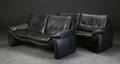 Tre-pers. sofa samt to-pers. sofa, sort skind 2