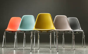 Charles Eames. Sæt på seks skalstole, model DSS 6  