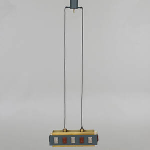 TAKLAMPA, metall och glas, sannolikt Erik Höglund, 1900-talets mitt.