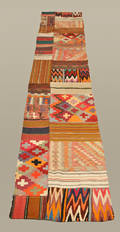 Persisk håndvævet patchwork kelim, 482 x 87 cm.