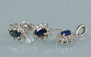 Safir og diamant smykkesæt 3