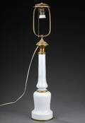Stor bordlampe af porcelæn og messing