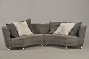 Par sofaer  2 sofamoduler med gråt betræk, løse puder 2