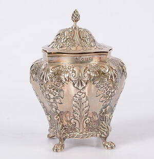 SOCKERSKÅL MED LOCK, sterling, George Nathan  Ridley Hayes, England 1900 tal första hälft.