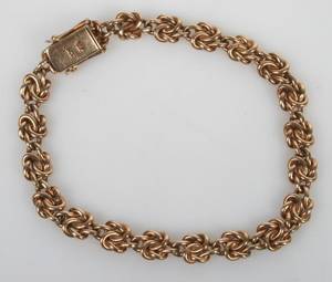 Kædeflettet armbånd af 14kt guld