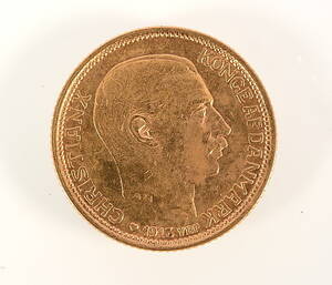 GULDMYNT, Danmark, 10 kroner, 1913, 21,6 karat.