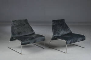 Par lounge stole betrukket med sort pels 2
