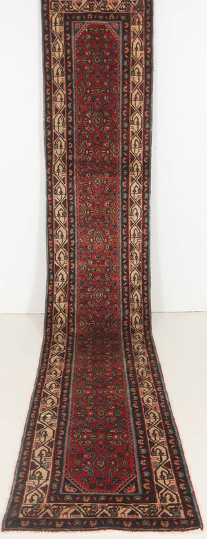 Persisk handknuten gallerimatta Hamedan mått 412x75