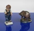 Dahl Jensen Porcelænsfigurer bjørn 1122  dreng 1027, 1 sort. 2