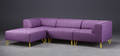 Modulsofa med puf, model seville, mørklilla med gule ben