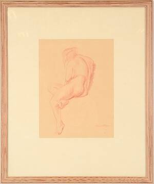 OIDENTIFIERAD KONSTNÄR. Rödkrita.