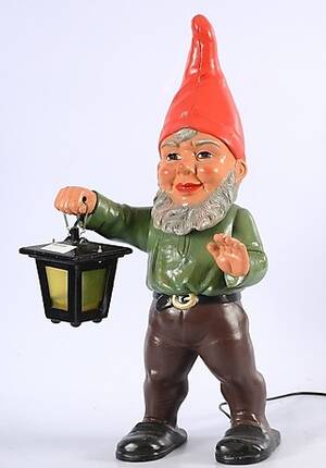 TOMTE med belysning, keramik, Heissner, Tyskland.