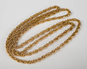 Doppel- Ankerkette gedreht 750er Gelbgold, Tragelänge ca. 87cm
