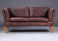 Stouby. Fritstående to-pers. sofa, brunt læder