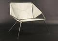 Knud Vinther. Lænestol. Spiderchair Feeter med vævning i hvid 6 mm pp-flagline.