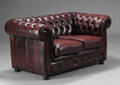 Chesterfield. To-pers. sofa rødt skind