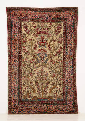 Antik Persisk Isfahan tæppe, 225x142 cm.