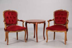 To armstole samt sidebord af mahogni 3