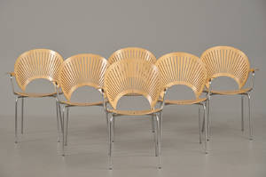 Nanna Ditzel 1923 - 2005 Sæt på seks armstole, model 3299 Trinidad 6