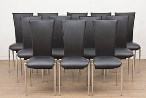 Spisebordsstole af stål med sort kunstlæder 12