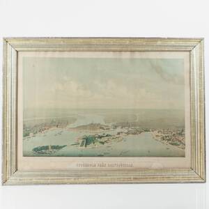 KARTA Stockholm från saltsjösidan, litografi