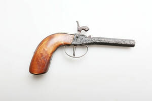 PISTOL, slaglås, åttakantig pipa, 1800-tal.