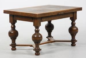 Barokform spisebord m. hollandsk udtræk, bejdset eg