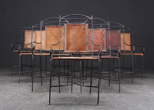 Ubekendt møbelproducent. Jernstole med læder. 10