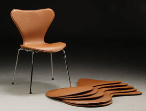 Læderovertræk til Arne Jacobsen 3107 stole. 6 