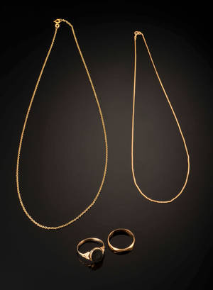 To guldkæder og to ringe - 10,4 gram 4