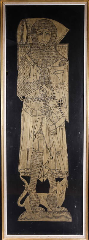 Engelsk brass rubbing forestillende Sir Roger de Trumpington  Denne vare er sat til omsalg under nyt varenummer 4003078