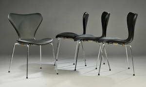 Arne Jacobsen 1902-1971. Sæt på fire syverstole model 3107 4
