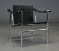 Le Corbusier, lænestol, model LC1 med sort læder