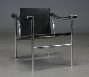 Le Corbusier, lænestol, model LC1 med sort læder