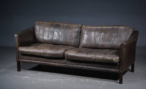 3-pers. sofa med brunt læder