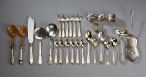 Samling bestik af sølv, bl.a. P. Hertz Empire 28