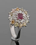 18Kt Diamond and ruby ring approx. 0.60ct